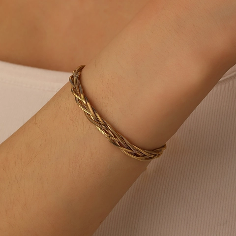 Multi Strand Braided Snake Chain Bracelet And Anklet Stainless Steel Jewelry Women Fashion Stacking Color Retention