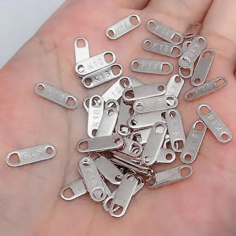 Stainless Steel Jewelry Tail Tags Vacuum Plated 18K Gold Oval Extension Chain Connectors DIY Bracelet Necklace Making Findings Printed K18 S.STEEL