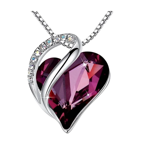 Collier Pendentif Pierre De Naissance En Coeur Pour Femmes Filles Alliage Cristal Coloré Strass Bijoux Cadeau