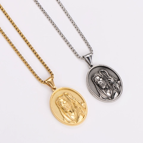 Collana Con Ciondolo Ovale Gesù Cristo Gioielli Religiosi Di Fede Cristiana Catena Box In Metallo Stile Vintage
