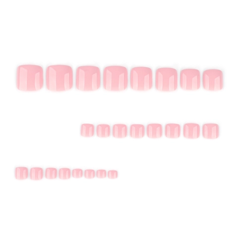 Press On Toenails ABS Plastic Short Square Nude Pink Solid Color Glossy Artificial False Toe Nails DIY Foot Decoration Women