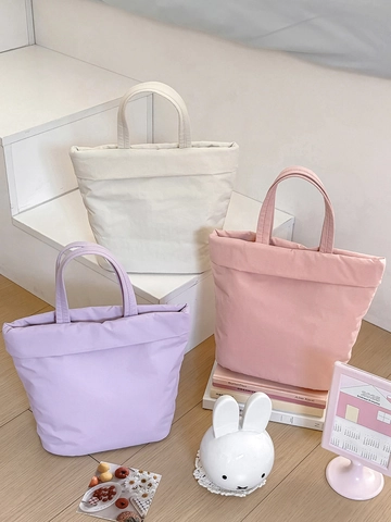 Puffy Gesteppte Nylon Handtasche Macaron Farbe Flip Top Leichte Tote Bag Für Frauen Täglich Lässig Minimalistisch