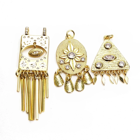 Copper Zircon Evil Eye Star Heart Love Lock Pendant Necklace With Tassel Flexible Dainty Sparkling Jewelry For Women