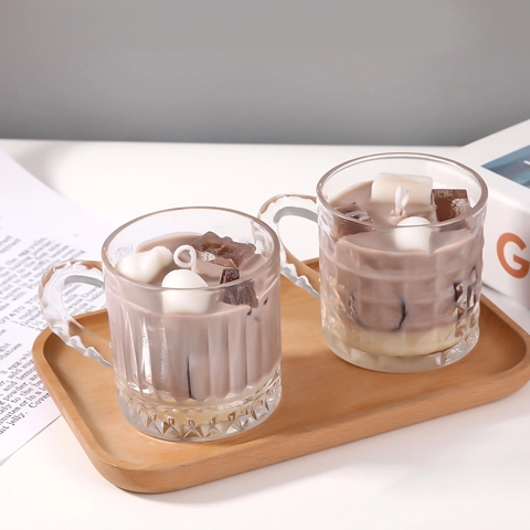 Simulation Coffee Scented Candle Soy Wax Realistic Dessert Design Glass Jar With Handle Home Decor Aromatherapy Gift