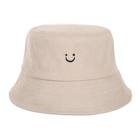 Corduroy Fischerhut Damen Herren Smile Face Bestickt Warm Verdickt Faltbar Outdoor Casual Sonnenschutz Fisherman Hat