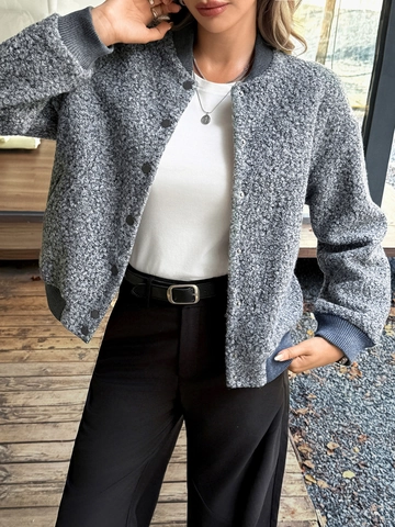 Dames Teddy Fleece Baseball Jas Effen Kleur Drukknop Opstaande Kraag Casual Streetwear Warme Bovenkleding Lange Mouwen