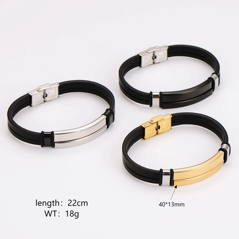 Men Vintage Leather Bracelet With 304 Stainless Steel Plate Double Layer Braided Bangle Fashion Jewelry Retro Accessory