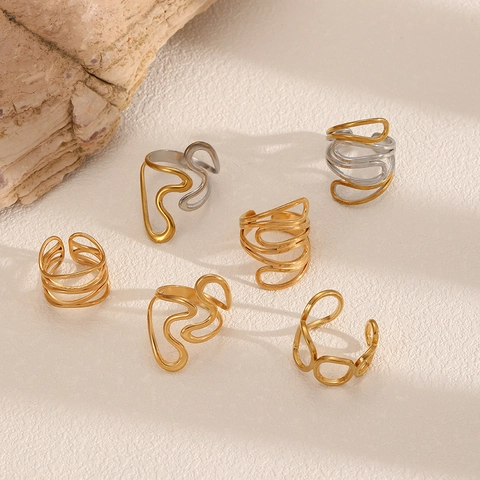 Geometrische Ring Onregelmatige Lijnen Roestvrij Staal Verstelbaar Minimalistische Sieraden Voor Dames Modeaccessoire
