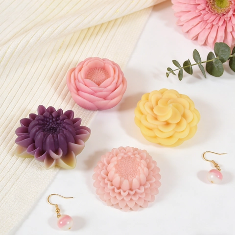 3D Flower Silicone Mold Rose Lotus Peony For Candle Soap Making DIY Craft Baking Fondant Decoration White
