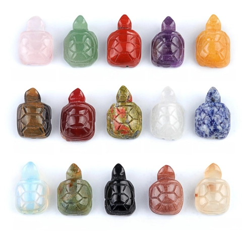 Mini Turtle Figurine Natural Crystal Gemstone Hand Carved Animal Sculpture Polished Pocket Stone Healing Meditation Desk Decor Ornament
