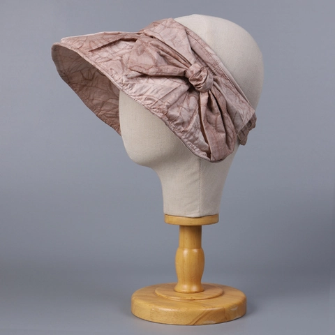 Visière Femme Chapeau Tencel Lyocell Large Bord Grand Nœud Pare Soleil Élégant Été Plage Pliable Modelable