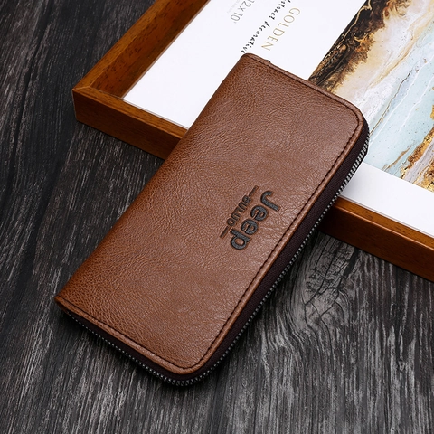Men Long Wallet PU Leather Litchi Texture Large Capacity Zipper Clutch Bag Multi Card Slots Phone Pocket RFID Blocking