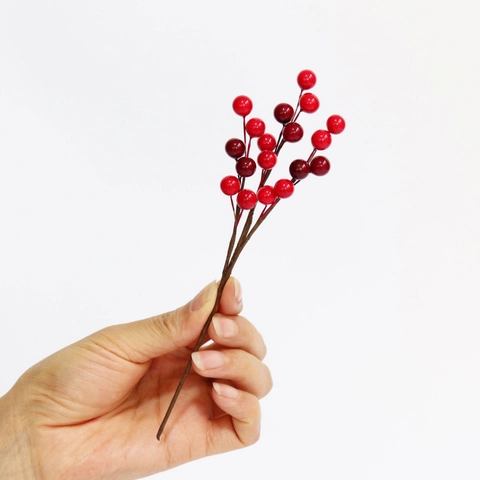 Künstliche Stechpalmenbeeren Stiele Schaumstoff Realistisch Bunt Weihnachten Halloween Vasen Dekoration