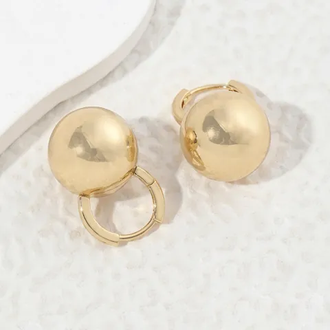 Minimalistische Kupfer Kugel Ohrstecker Für Damen Französisch Retro Poliert Gold Silber Ohrringe Mode Schmuck Geschenk