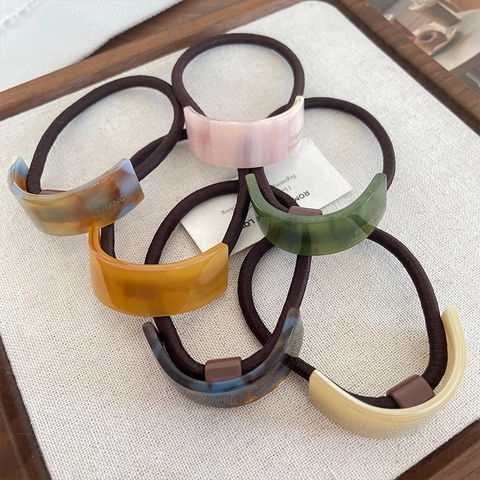 Coleteros De Acetato Minimalistas Placa De Resina Curva Geométrica Cuerdas Elásticas Para El Cabello Accesorios Retro Estilo Francés