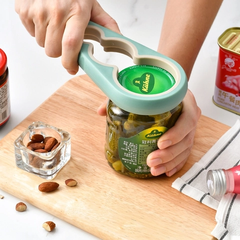 Abrefrascos Multifuncional Abrebotellas Abrelatas Manual Ergonómico Antideslizante Plástico TPR Acero Inoxidable Cocina