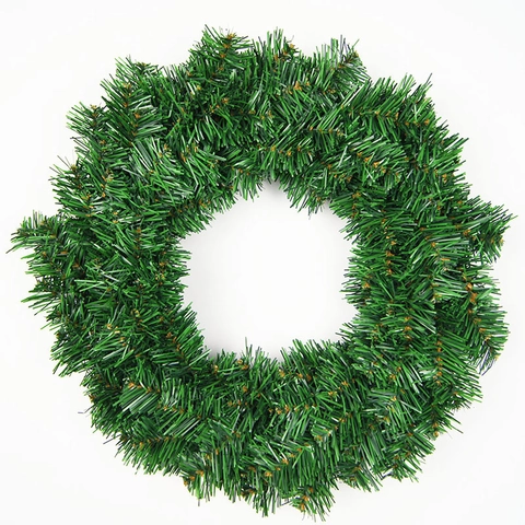 Artificial Christmas Wreath Green PVC Pine Needle Round Door Garland For Holiday Home Party Festival Wall Decoration