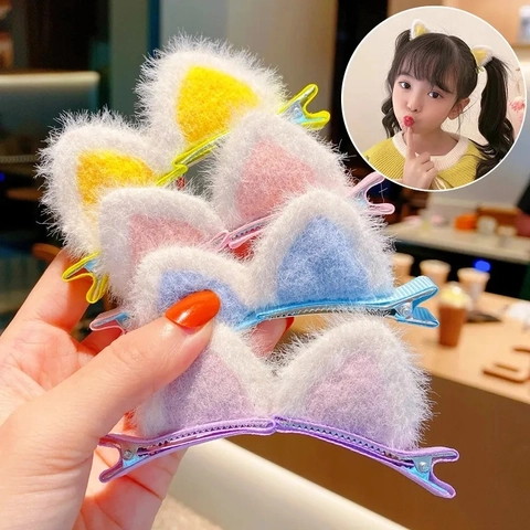 Süße Katzenohren Haarklammern Plüsch Kunstpelz Cartoon Tier Duckbill Haarspangen Für Kinder Mädchen Süße Haar Accessoires