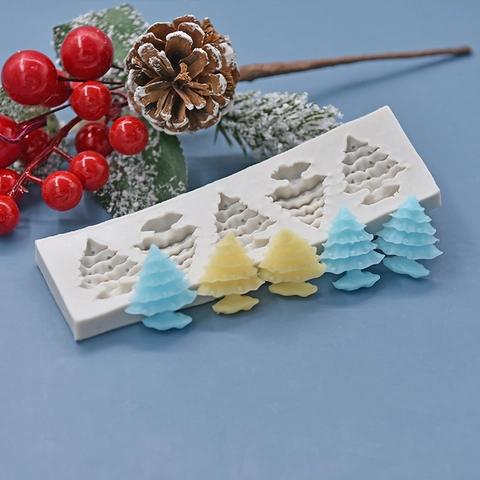 Christmas Tree Shape Silicone Mold Baking Cake Decorating Tool Fondant Chocolate Soap Handmade DIY Festive