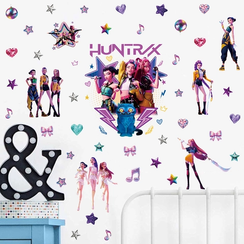 Cartoon Anime Girlgroup PVC Wandaufkleber K-Pop Idol Stil Dekorative Aufkleber Für Schlafzimmer Laptop Kleiderschrank Deko
