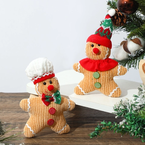 Weihnachts Lebkuchenmann Gestrickte Plüschpuppen Gnom Ornamente Leuchtende Feiertagsdekorationen Party Haus Geschenk