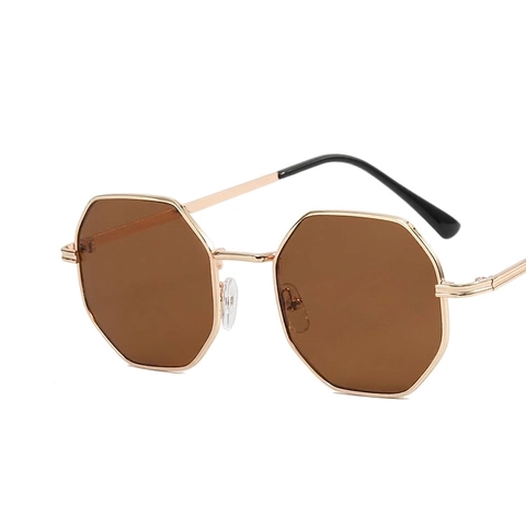 Occhiali Da Sole Ottagonali Con Montatura In Metallo Per Donna Uomo Protezione UV400 Retro Poligono Moda Vintage