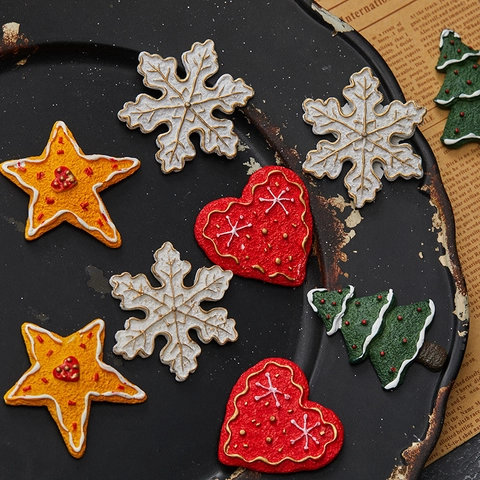 Weihnachts Kühlschrankmagnete Harz Geprägt Schneeflocke Stern Baum Herz Formen Lebkuchen Stil Festliche Küchendekor