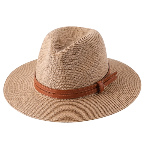 Damen Faltbarer Panama Strohhut Sonnenschutz Breite Krempe Strand Fedora Hut Mit Stilvoller Gürteldekoration Sommer Jazz Sonnenhut