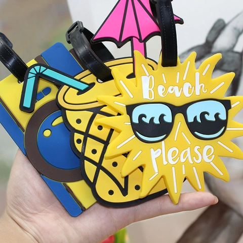 Cartoon Luggage Tag PVC Soft Silicone Travel Bag Label Waterproof Identification ID Card Holder For Suitcase Backpack