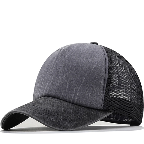 Cappello Trucker In Denim Di Cotone Lavato Rete Traspirante Cappello Da Baseball Regolabile Distressed Protezione Solare Sportiva