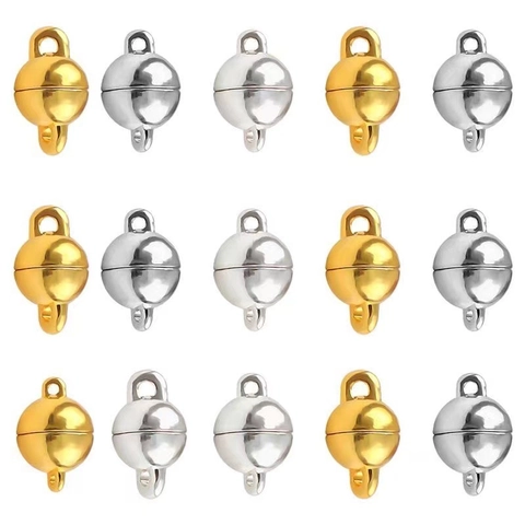Round Zinc Alloy Magnetic Clasps Ball Shape Connectors For DIY Necklace Bracelet Making End Closures Golden Silver