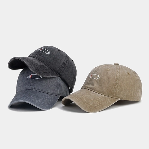 Cappello Da Baseball In Cotone Lavato Retro Distressed 1 Per Cento Ricamo Batteria Scarica Regolabile