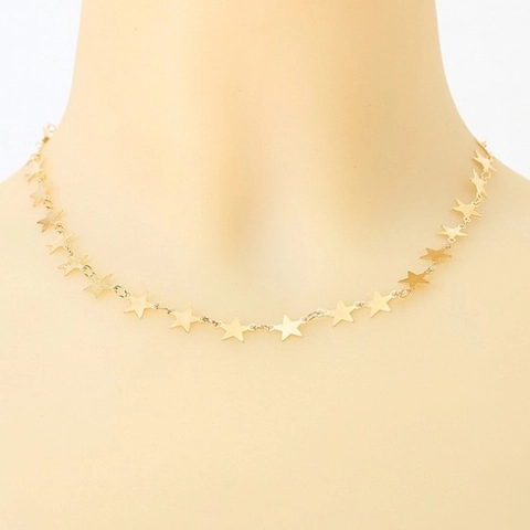 Collar De Estrella Aleación Colgante En Forma De Estrella Choker Para Mujeres Cadena De Clavícula Joyería Elegante Dulce Minimalista