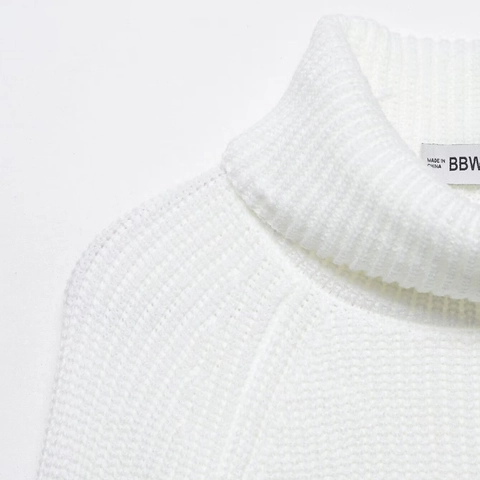 Suéter De Punto Con Cuello Alto Para Mujer Color Sólido Manga Larga Diseño De Hendidura Trasera Elegante Otoño Invierno