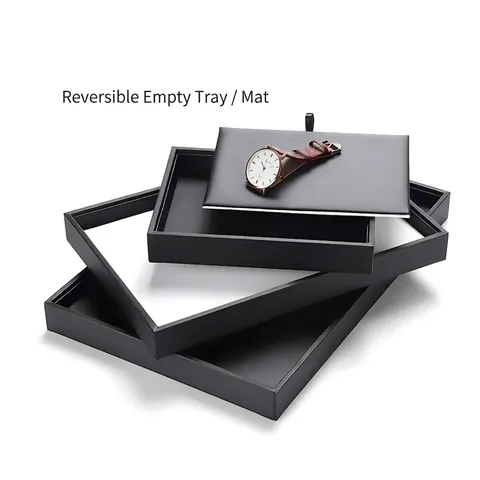 PU Leder Samt Schmuck Display Tablett Stapelbarer Organizer Für Ringe Halsketten Armbänder Showcase Aufbewahrung