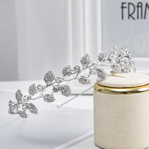 Cerchietto Per Capelli Corona Da Sposa A Forma Di Foglia Con Strass Tiara In Lega Per Donna Matrimonio Festa Accessori Capelli