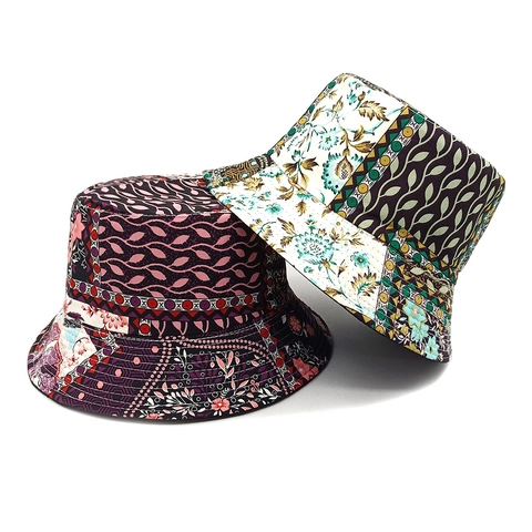 Cappello Da Pescatore Con Stampa Floreale Geometrica Retrò Poliestere Traspirante Protezione Solare Aperto Spiaggia Estate Viaggio Unisex Stile Boho