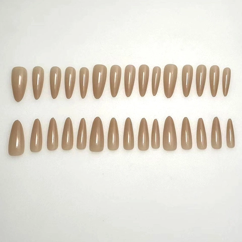 Faux Ongles Press On Longs Stiletto Rose Nude Dégradé Brillant Pour Femmes Manucure Quotidienne Style Élégant