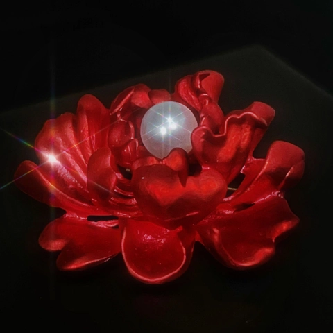 Spilla A Fiore Di Peonia Rossa Vintage Lega Smalto Opaco Con Grande Perla Artificial Bianca Elegante Gioiello Floreale Da Donna