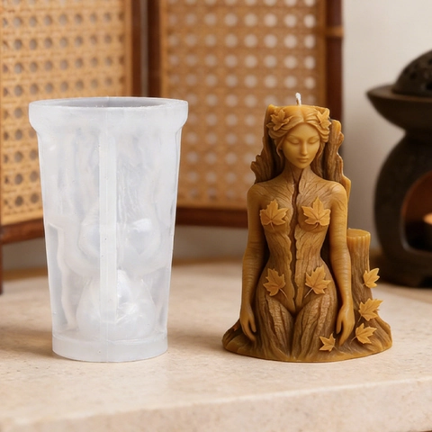 Forest Goddess Maple Leaf Silicone Mold 3D Tree Spirit Goddess Candle Mold For DIY Soap Resin Gypsum Craft Making