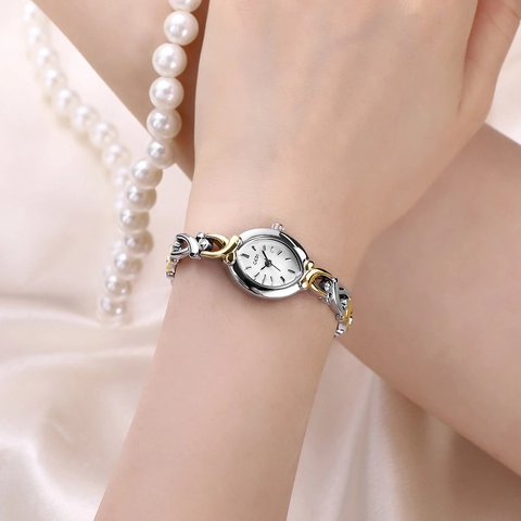 Montre Bracelet Femme Alliage Rétro Mode Quartz Étanche Cadran Ovale Style Bijoux Élégant Luxe Montre Pour Dame