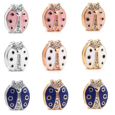 Ciondoli Animali Lega Smaltata Per Bracciale Maglia Gioielli DIY Coccinella Unicorno Arcobaleno Colorato Accessorio Strass