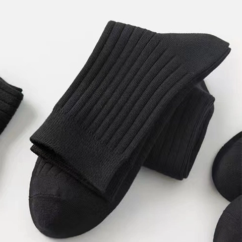 Calcetines De Media Pantorrilla Para Hombre Punto De Canalé Color Sólido Casual Negocios Transpirable Suave