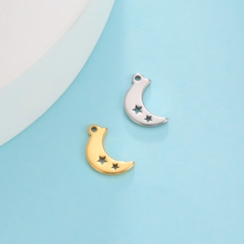 Stainless Steel Crescent Moon Star Hollow Pendants For DIY Jewelry Making Necklaces Bracelets Crafts Charms Accessories