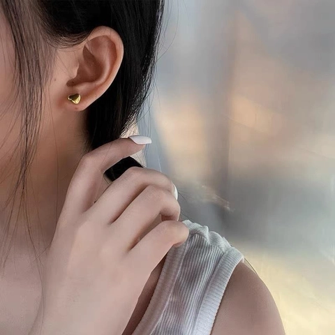 Minimalist Heart Stud Earrings Mini Polished Stainless Steel Jewelry Elegant Chic Style For Women Girls Accessories