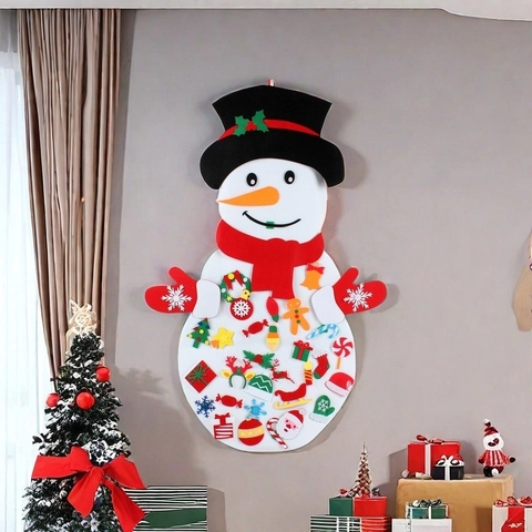 DIY Christmas Felt Snowman Wall Hanging Decoration For Children Toddlers Festive Party Ornament Colorful