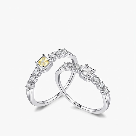 925 Sterling Silber Ring Quadratischer Zirkonia Süßer Würfel Eleganter Minimalistischer Ins Stil Hochwertiger Schmuck Für Damen