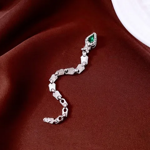 Schlangenring Kupfer Mit Grünem Zirkon Und Weißen Kristallen Personalisierter Luxus Mode Damenschmuck