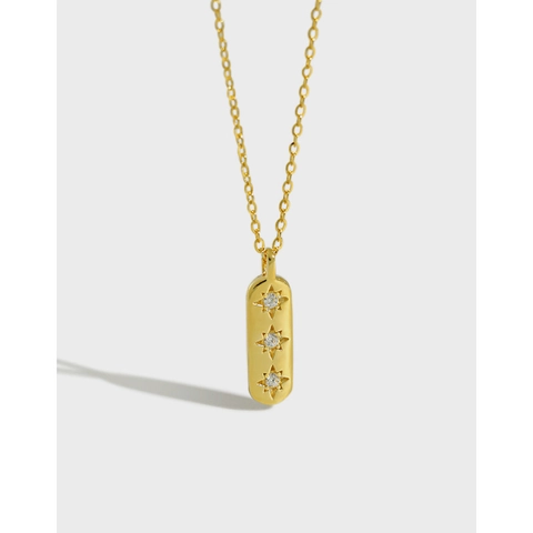 925 Sterling Silber Halskette Mit Geometrischem Rechteckigen Stabanhänger Sternenregen Zirkonia Minimalistischer Schmuck Für Damen