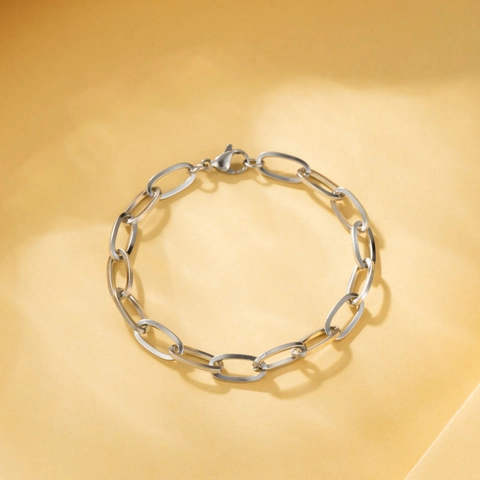 Minimalistische Roestvrijstalen Grove Schakelarmband Ovalen Schakels Hip Hop Trendy Mode Sieraden Voor Vrouwen